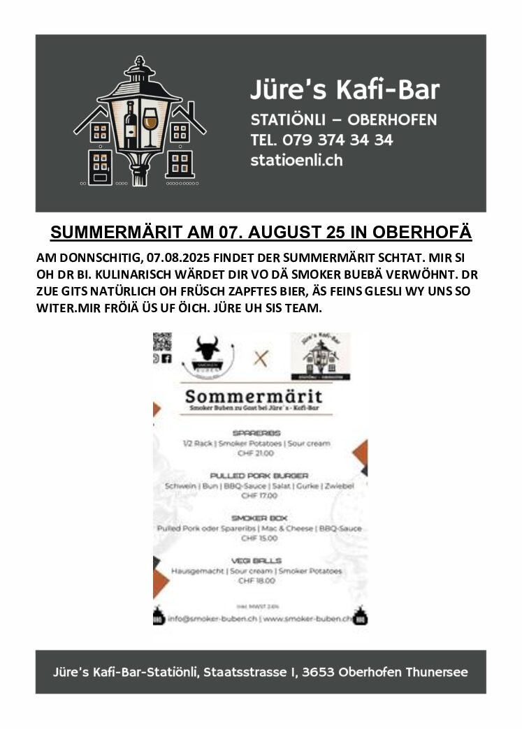 SUMMERMÄRIT AM 07. AUGUST 25 IN OBERHOFÄ